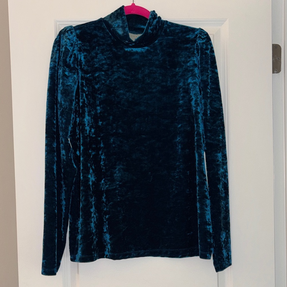 Velvet Long Sleeve Top - Teal